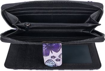 styleBREAKER Damen Geldbörse mit buntem Schmetterling Muster, Vintage Design, Reißverschluss, Portemonnaie 02040156