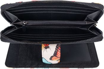 styleBREAKER Damen Geldbörse mit buntem Schmetterling Muster, Vintage Design, Reißverschluss, Portemonnaie 02040156