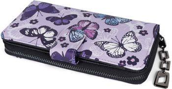 styleBREAKER Damen Geldbörse mit buntem Schmetterling Muster, Vintage Design, Reißverschluss, Portemonnaie 02040156