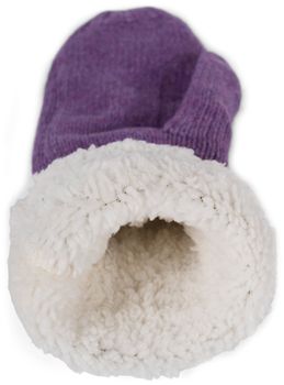 styleBREAKER Damen warme Winter Strick Fäustlinge mit Strass und Perlen, Handschuhe, Thermo Fleece, Strickhandschuhe 09010039