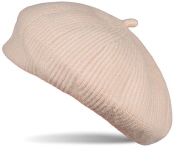 styleBREAKER Damen Feinstrick Baskenmütze mit dezentem Streifen Muster, Winter, Barett, Béret, Franzosen Mütze 04024200