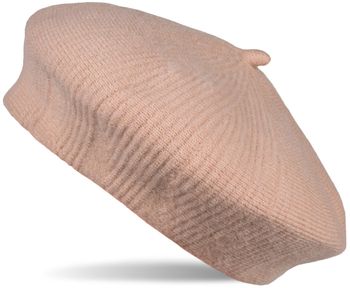 styleBREAKER Damen Feinstrick Baskenmütze mit dezentem Streifen Muster, Winter, Barett, Béret, Franzosen Mütze 04024200