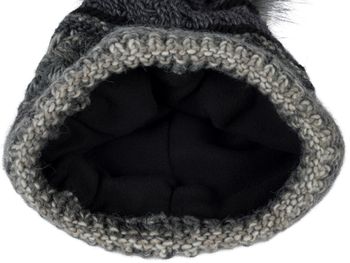 styleBREAKER Damen Strick Bommelmütze mit buntem Mustermix und Fleece Futter, Winter Fellbommel Mütze, Strickmütze 04024202