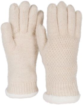 styleBREAKER Damen warme Winter Handschuhe mit Reiskorn Muster und Fleece, Thermo Strickhandschuhe, Fingerhandschuhe 09010040