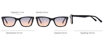 styleBREAKER Unisex Nerd Sonnenbrille mit Polycarbonat Flachgläsern und filigranem Kunststoff Rahmen, Retro Style 09020142