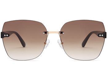 styleBREAKER Damen Sonnenbrille Rahmenlos mit getönten Rechteckigen Polycarbonat Gläsern, Kunststoff Bügeln 09020145