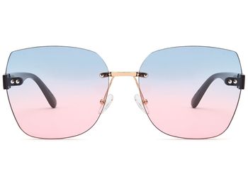 styleBREAKER Damen Sonnenbrille Rahmenlos mit getönten Rechteckigen Polycarbonat Gläsern, Kunststoff Bügeln 09020145