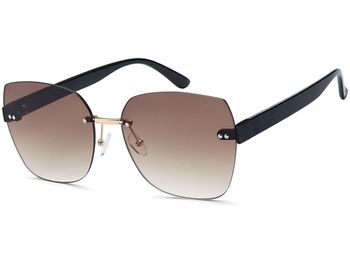 styleBREAKER Damen Sonnenbrille Rahmenlos mit getönten Rechteckigen Polycarbonat Gläsern, Kunststoff Bügeln 09020145