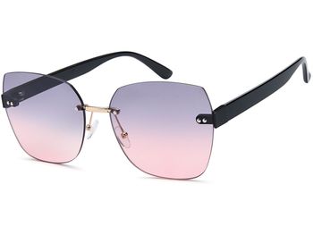 styleBREAKER Damen Sonnenbrille Rahmenlos mit getönten Rechteckigen Polycarbonat Gläsern, Kunststoff Bügeln 09020145