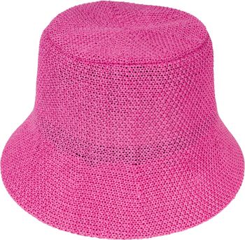 styleBREAKER Damen Sonnenhut aus Papierstroh faltbarer Fischerhut leichter Bucket Hat mit Schweißband Sommerhut mit Krempe als Sonnenschutz für Outdoor Strand Freizeit