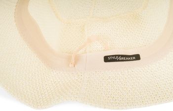styleBREAKER Damen Sonnenhut aus Papierstroh faltbarer Fischerhut leichter Bucket Hat mit Schweißband Sommerhut mit Krempe als Sonnenschutz für Outdoor Strand Freizeit