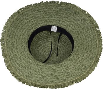 styleBREAKER Damen Strohhut Papierstroh mit luftigem Flechtmuster, breite ausgefranste Krempe, Sonnenhut, Schlapphut 04025033