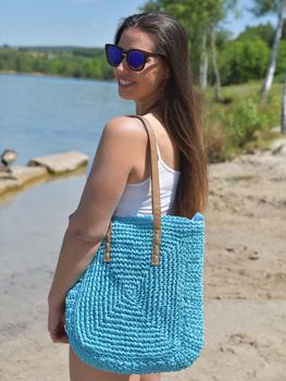 styleBREAKER Papierstroh Schultertasche mit langen Henkeln | Damen Basttasche Korbtasche geflochten mit Reißverschluss | Boho Shopper Sommertasche 40 x 40 x 5 cm