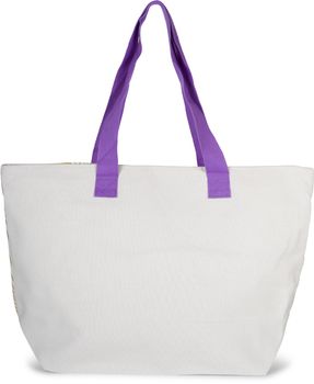 styleBREAKER Damen Strandtasche mit Palmen Blätter Print Metallic, Reißverschluss, XXL Schultertasche, Shopper 02012390