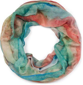 styleBREAKER Damen Loop Schal mit buntem Aquarell Farbverlauf Muster, leichter sommerlicher Schlauchschal mehrfarbig 01016220