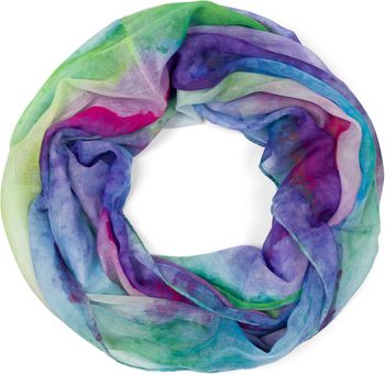 styleBREAKER Damen Loop Schal mit buntem Aquarell Farbverlauf Muster, leichter sommerlicher Schlauchschal mehrfarbig 01016220