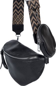 styleBREAKER Damen Halbmond Crossbody Schultertaschen Set 2-Teilig, Schultergurt mit Zick-Zack Rauten Muster 02012396