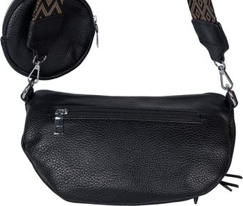 styleBREAKER Damen Halbmond Crossbody Schultertaschen Set 2-Teilig, Schultergurt mit Zick-Zack Rauten Muster 02012396