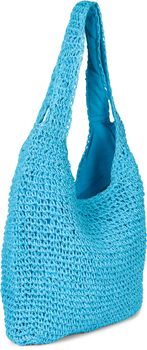 styleBREAKER Damen Papierstroh Beuteltasche mit langen breiten Henkeln, Strandtasche, Schultertasche, Flechttasche 02012397