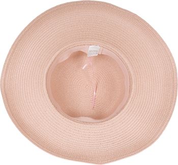 styleBREAKER Damen Sonnenhut mit breitem Schwarzem Zierband, breite Krempe, Strohhut, Papierstroh Hut 04025036