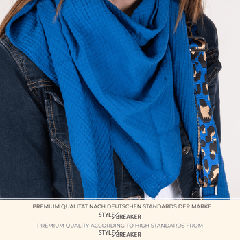 styleBREAKER Damen Musselin Dreieckstuch aus 100% Baumwolle | Weiches und leichtes Halstuch für Damen Unifarben | Stylisches Tuch für jede Jahreszeit - Made in Italy, 196 x 84 cm