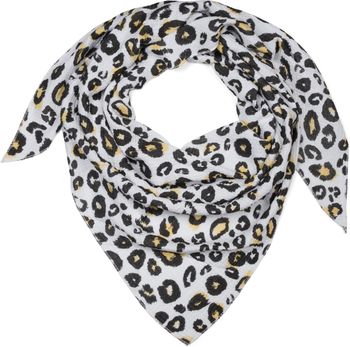 styleBREAKER Damen Baumwoll-Musselin Dreieck Schal mit Leoparden Muster, Musselin Schal, Leichtes Tuch 01020045