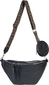 styleBREAKER Damen Halbmond Crossbody Schultertaschen Set 3-Teilig, Schultergurt mit Muster, Schlüsselanhänger, Börse 02012398