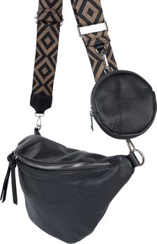 styleBREAKER Damen Halbmond Crossbody Schultertaschen Set 3-Teilig, Schultergurt mit Muster, Schlüsselanhänger, Börse 02012398