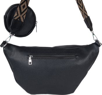 styleBREAKER Damen Halbmond Crossbody Schultertaschen Set 3-Teilig, Schultergurt mit Muster, Schlüsselanhänger, Börse 02012398