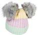 styleBREAKER Kinder Strick Bommelmütze 3-Farbig Gestreift, 2 Kunstfellbommel, Fleece Futter, 2-5 Jahre 04024204