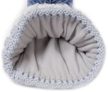 styleBREAKER Kinder Strick Bommelmütze mit Zopfmuster und gestreifter Krempe, Fleece Futter Winter, 3-5 Jahre 04024206