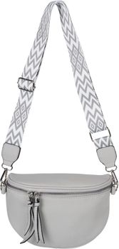 styleBREAKER Damen Halbmond Crossbody Schultertaschen Einfarbig, verstellbarer Schultergurt mit Zick-Zack Rauten Muster 02012401