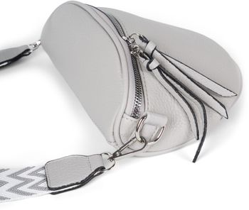 styleBREAKER Damen Halbmond Crossbody Schultertaschen Einfarbig, verstellbarer Schultergurt mit Zick-Zack Rauten Muster 02012401