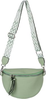 styleBREAKER Damen Halbmond Crossbody Schultertaschen Einfarbig, verstellbarer Schultergurt mit Zick-Zack Rauten Muster 02012401