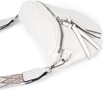 styleBREAKER Damen Halbmond Crossbody Schultertaschen Einfarbig, verstellbarer Schultergurt mit Zick-Zack Rauten Muster 02012401