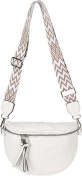 styleBREAKER Damen Halbmond Crossbody Schultertaschen Einfarbig, verstellbarer Schultergurt mit Zick-Zack Rauten Muster 02012401