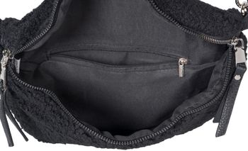 styleBREAKER Damen Teddyfell Halbmond Crossbody Schultertaschen Einfarbig, verstellbarer Schultergurt 02012403