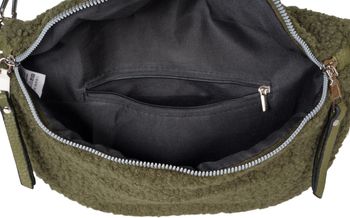 styleBREAKER Damen Teddyfell Halbmond Crossbody Schultertaschen Einfarbig, verstellbarer Schultergurt 02012403