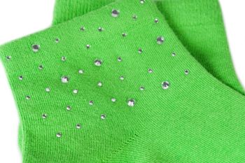 styleBREAKER Damen Socken mit Strass Applikation am Bund, Größe 35-41 EU / 5-9 US / 4-7 UK, Söckchen Glitzersteine 08030014