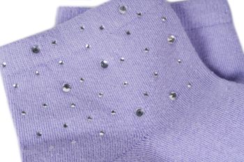 styleBREAKER Damen Socken mit Strass Applikation am Bund, Größe 35-41 EU / 5-9 US / 4-7 UK, Söckchen Glitzersteine 08030014
