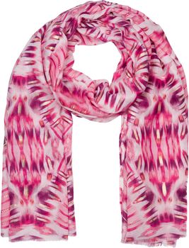styleBREAKER Damen Schal Batik Shibori Muster mit Metallic Streifen, Leichtes Ethno Tuch mit kurzen Fransen 01016228