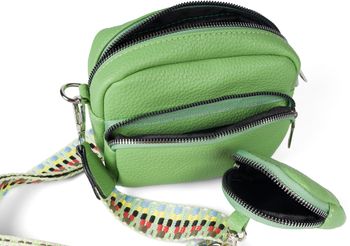 styleBREAKER Damen Umhängetaschen Set 2-Teilig, gemusterter Schultergurt und ovale Börse, Rechteckige Crossbody Bag Einfarbig 02012405