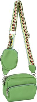 styleBREAKER Damen Umhängetaschen Set 2-Teilig, gemusterter Schultergurt und ovale Börse, Rechteckige Crossbody Bag Einfarbig 02012405