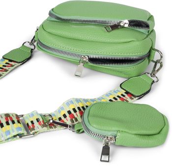 styleBREAKER Damen Umhängetaschen Set 2-Teilig, gemusterter Schultergurt und ovale Börse, Rechteckige Crossbody Bag Einfarbig 02012405