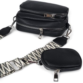 styleBREAKER Damen Umhängetaschen Set 2-Teilig, gemusterter Schultergurt und ovale Börse, Rechteckige Crossbody Bag Einfarbig 02012405