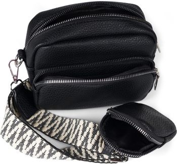 styleBREAKER Damen Umhängetaschen Set 2-Teilig, gemusterter Schultergurt und ovale Börse, Rechteckige Crossbody Bag Einfarbig 02012405