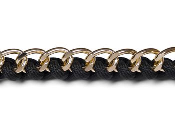 styleBREAKER Taschen Schulterriemen mit eingeflochtener Kette, Wechsel Taschengurt, Handyband, Handykette, Karabiner 02013038
