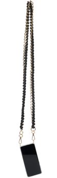 styleBREAKER Taschen Schulterriemen mit eingeflochtener Kette, Wechsel Taschengurt, Handyband, Handykette, Karabiner 02013038