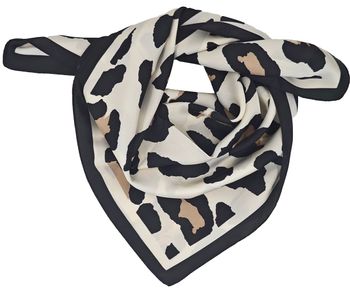 styleBREAKER Halstuch mit Leoparden Animal Print Muster | Vierecktuch mit farbigem Rand | seidig weich und vielseitig tragbar | 70 x 70 cm | Kopftuch Bandana Damen Accessoire