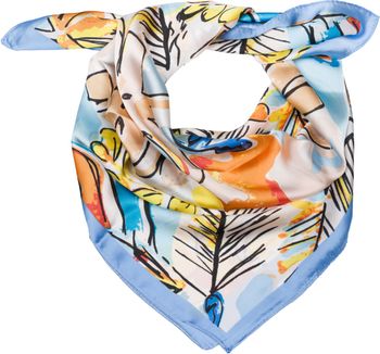 styleBREAKER Damen Halstuch mit Palmen Blätter Blüten Muster im Popart Style, Tuch Quadratisch, Vierecktuch Bunt, Kopftuch 01016237